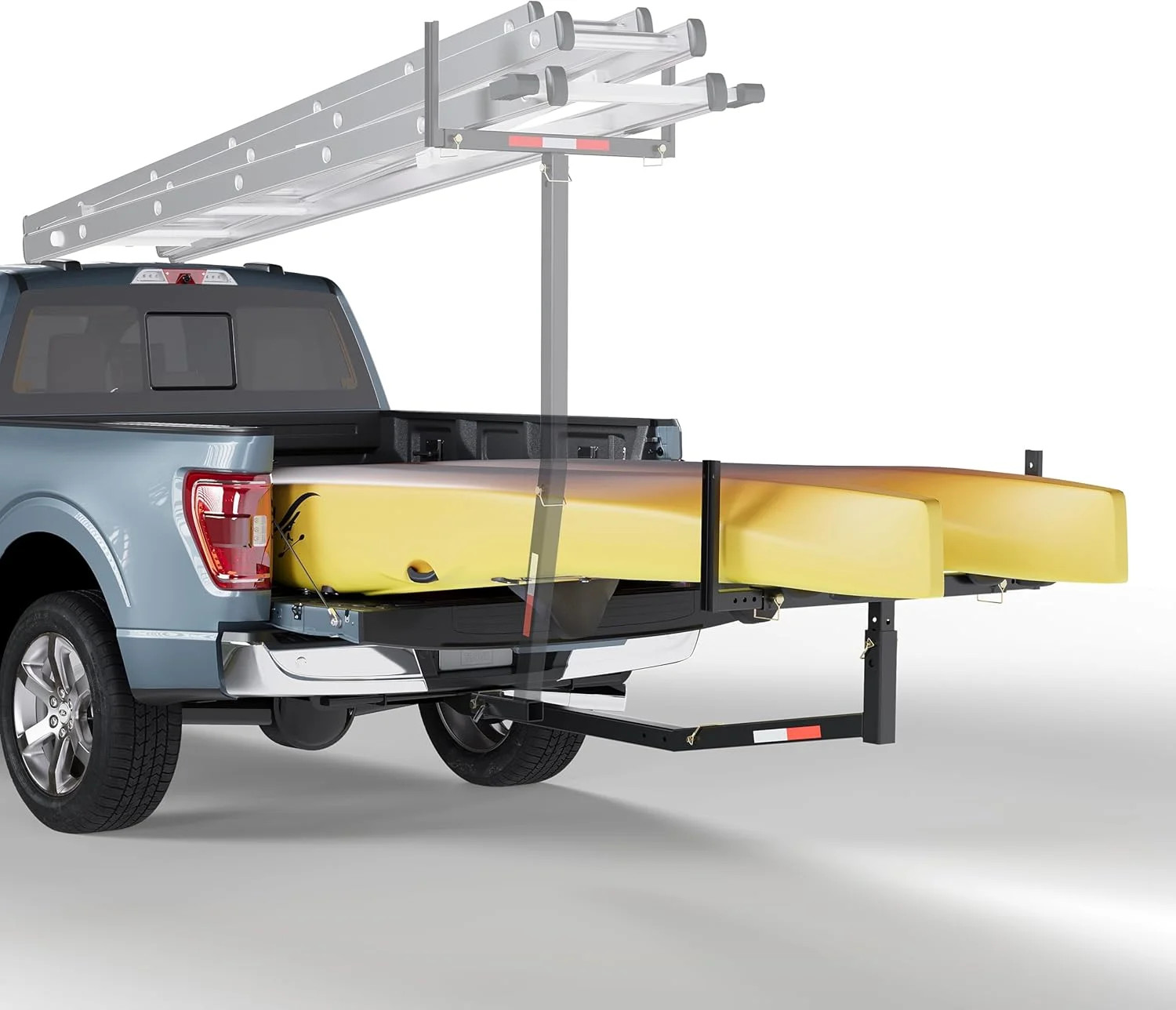 ECOTRIC 750lbs Capacity Black Truck Bed Extender Pickup Truck Bed Hitch Mount Ex