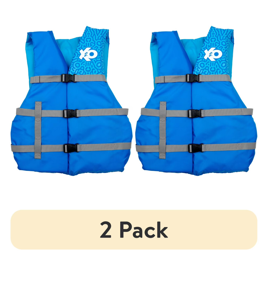 (2 pack) Universal Adult Life Vest and Jacket, (30″ – 50″ Chest), Blue Ocean