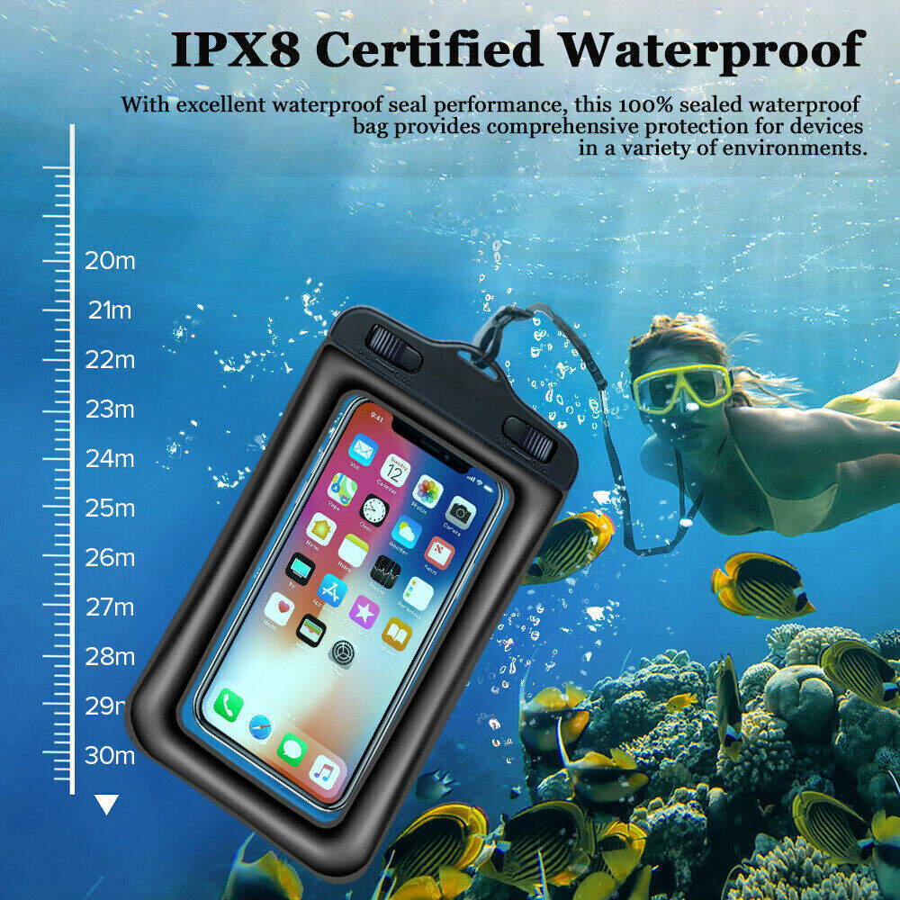 Universal Waterproof Cell Phone Pouch Floatable Underwater Case Dry Bag Landyard