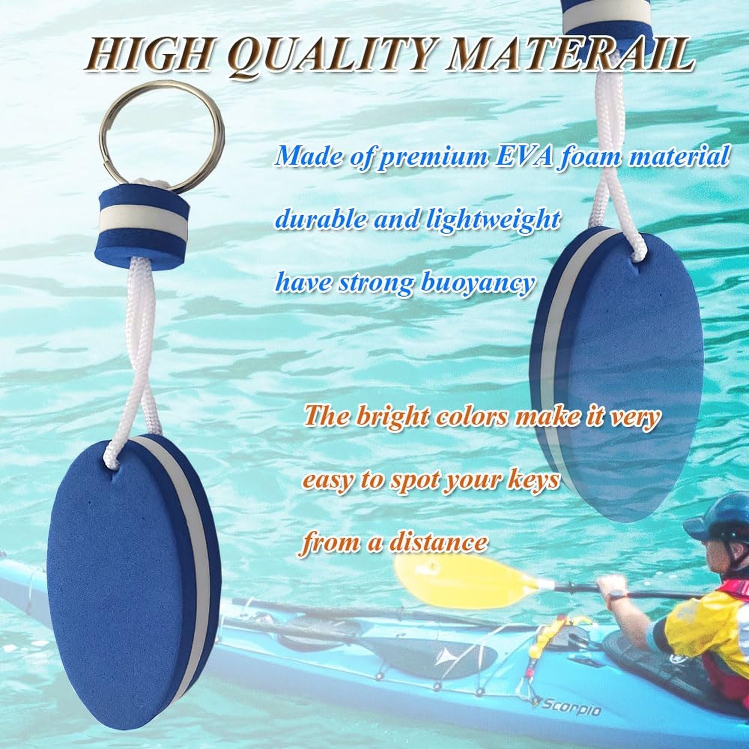 Floating Keychain for Boat Keys Float Buoy Boat Key Rings 2PCS Oval Shaped Fo…