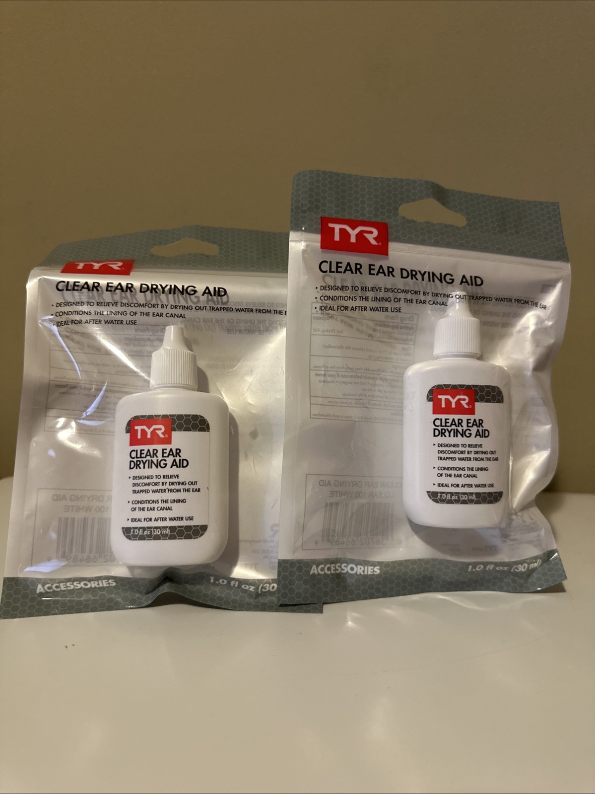 Lot Of 2 TYR Clear Ear Drying Aid Swim Water Beach Lake Camping 1 Fl Oz Exp 2/27