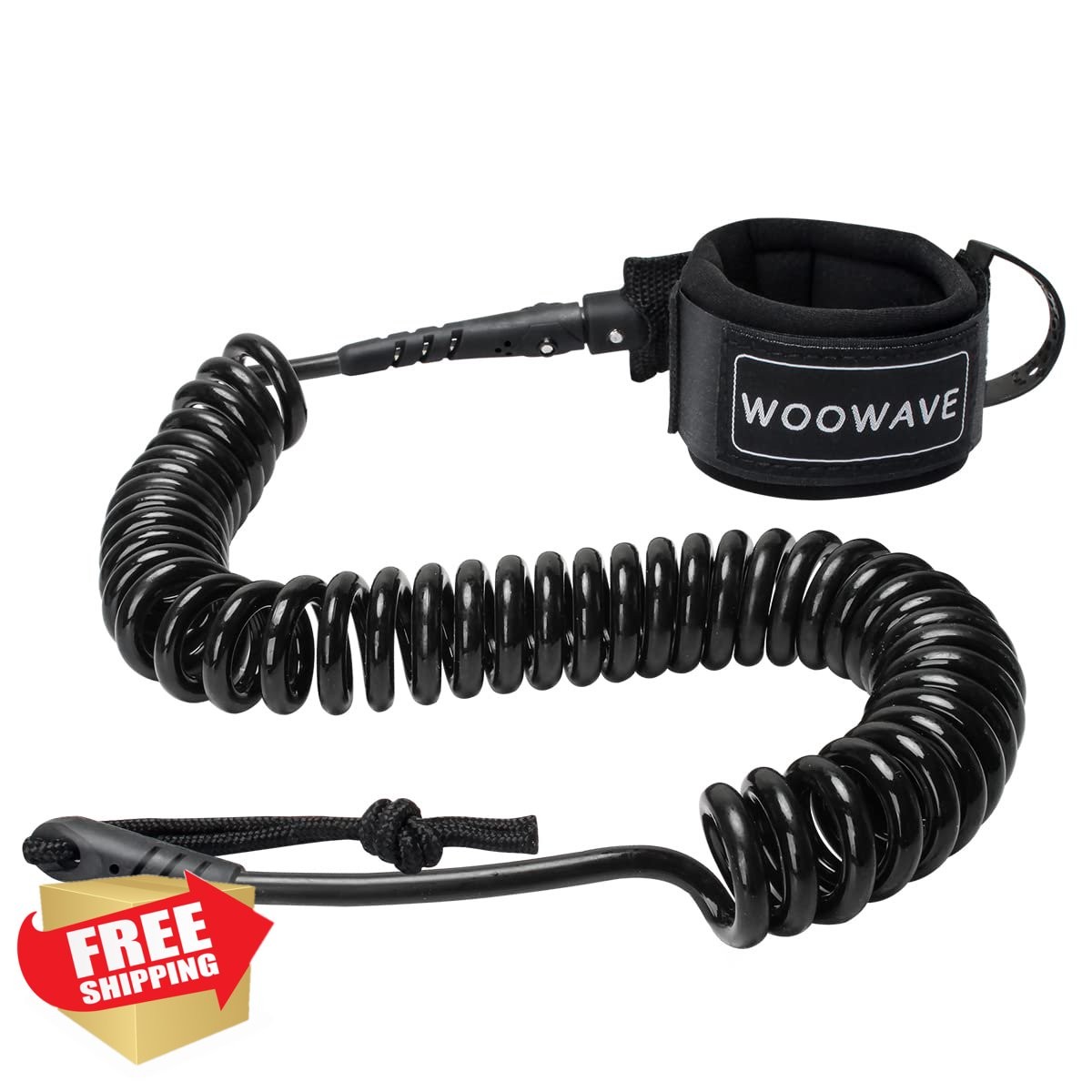 WOOWAVE SUP Leash 11ft Coiled Black