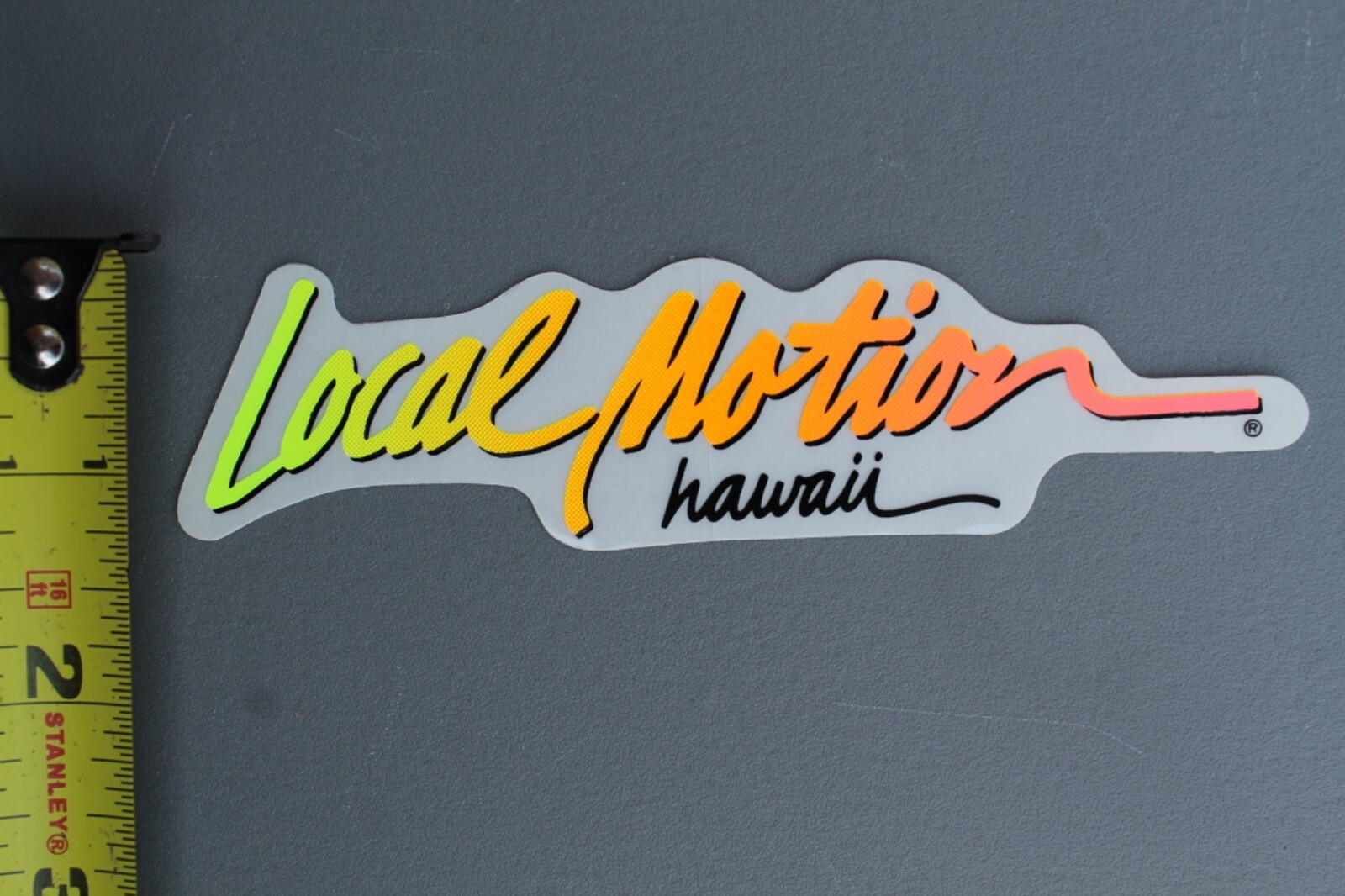 LOCAL MOTION Hawaii Surfboard Neon Orange Fade 80’s LM1A Vintage Surfing STICKER