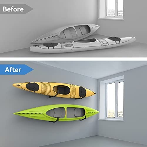 1 Pair Wall Mount Kayak Storage Rack, Kayak Hooks for Garage Wall for Kayak