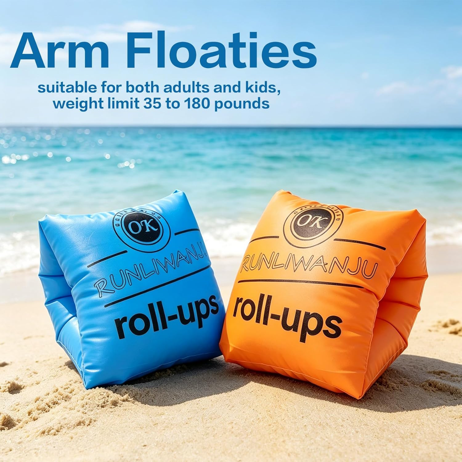 2 Pack Inflatable Arm Floaties Swim Arm Bands Water Wings for Kids Adults