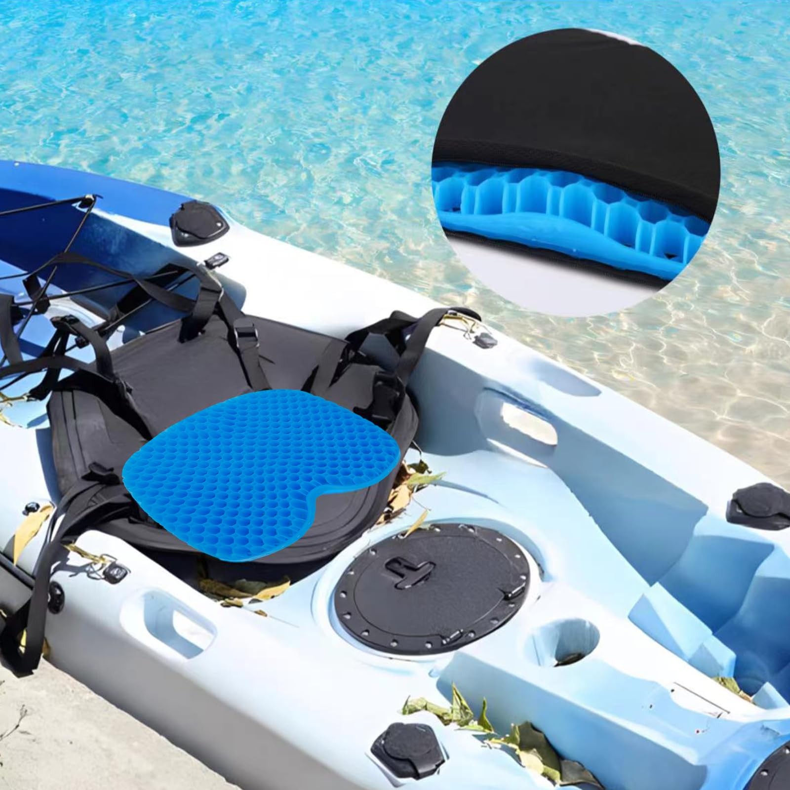 FANGULU Anti-Slip Kayak Seat Cushion Waterproof 15.4*12.2*1.5 inches, Blue