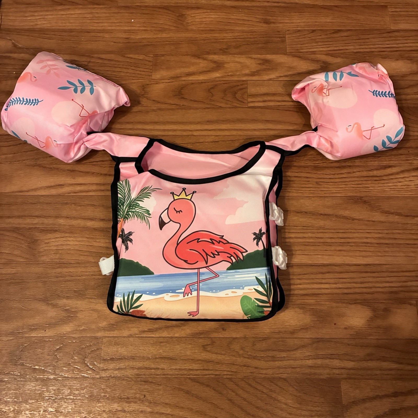 New Little Girls Life Jacket With Arm Floats For 30-66 Pounds 2-6 Years Old Pink