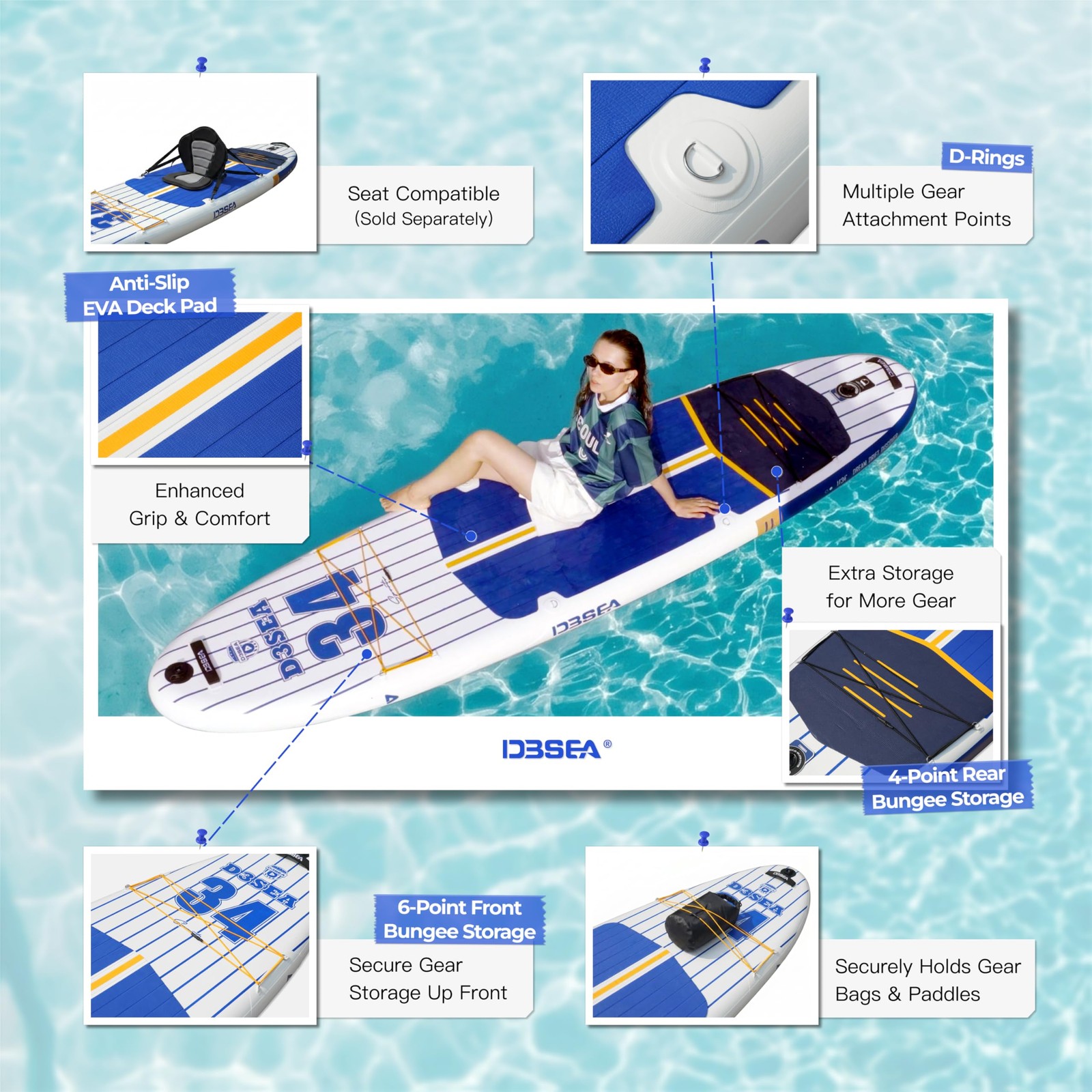 11 ft Inflatable Paddle Board with SUP Accessories, Extra Long Non Slip EVA D…