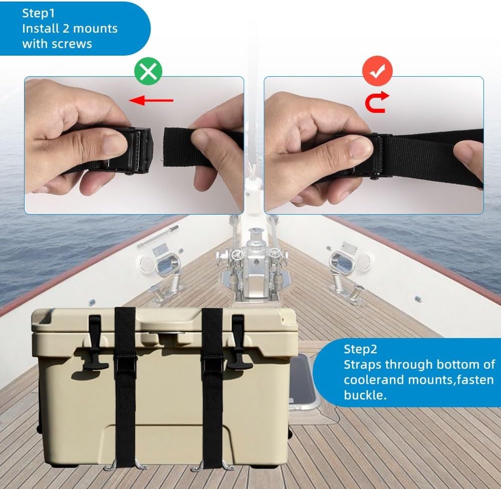 1″ x 4ft Battery Tie Down Straps for Boats,Battery Hold with 2 PCS-Black