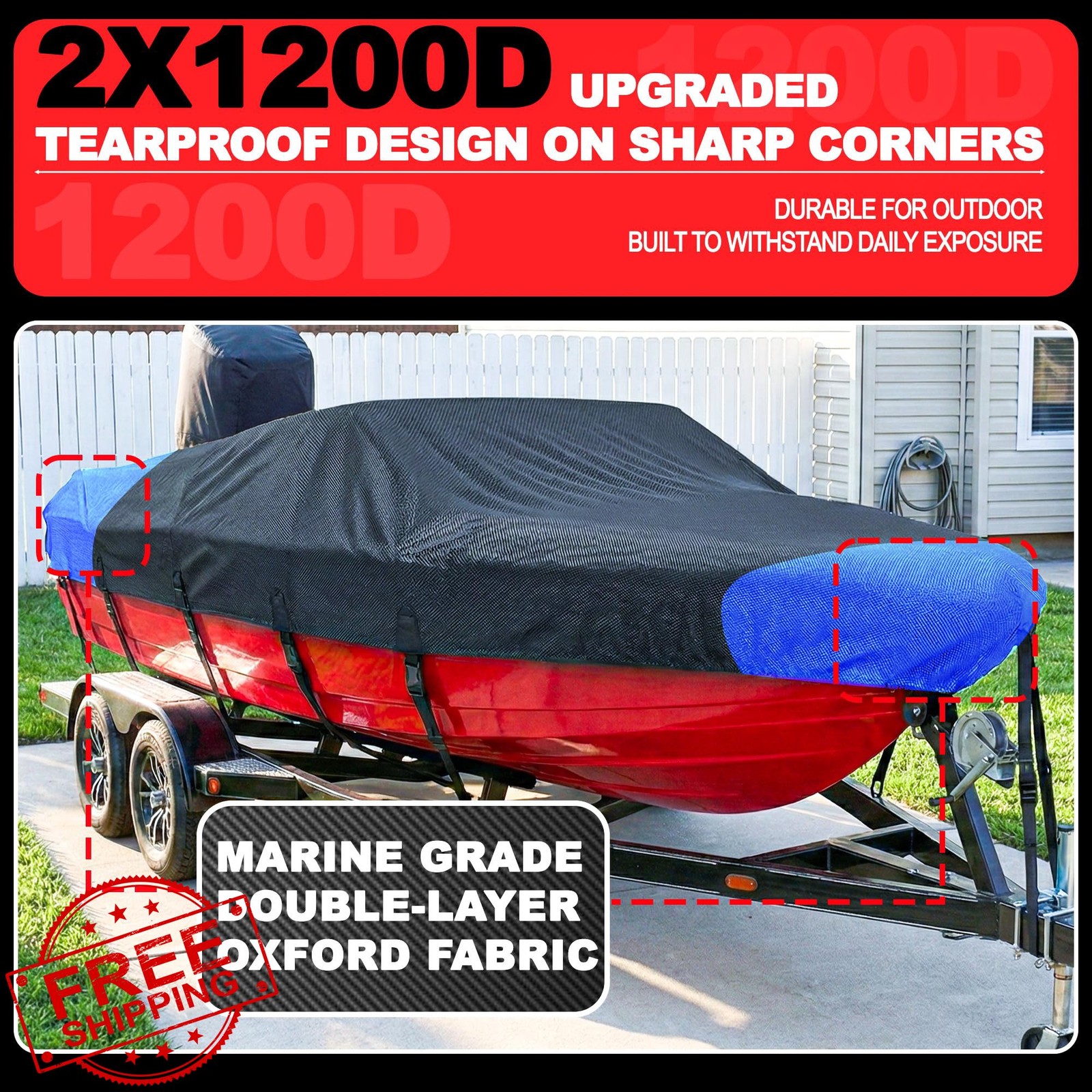 FOCEAN 15-17ft Black Boat Cover Storage Bag