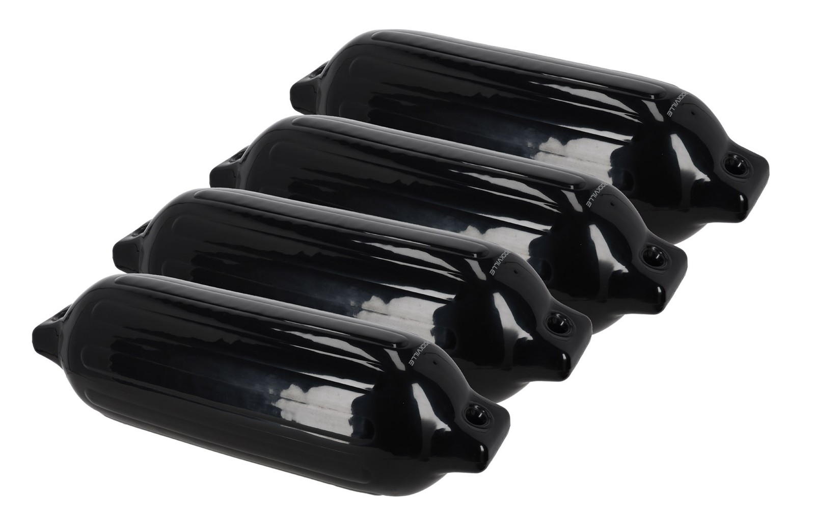 Rockville FEN485-BLACK Boat Fender Package 4 Bumpers 8.5″x27″, 4 Covers, 4 Lines
