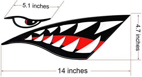 2Pcs Shark Teeth Mouth Kayak Stickers，Kayak Decals Waterproof DIY Funny Graphics