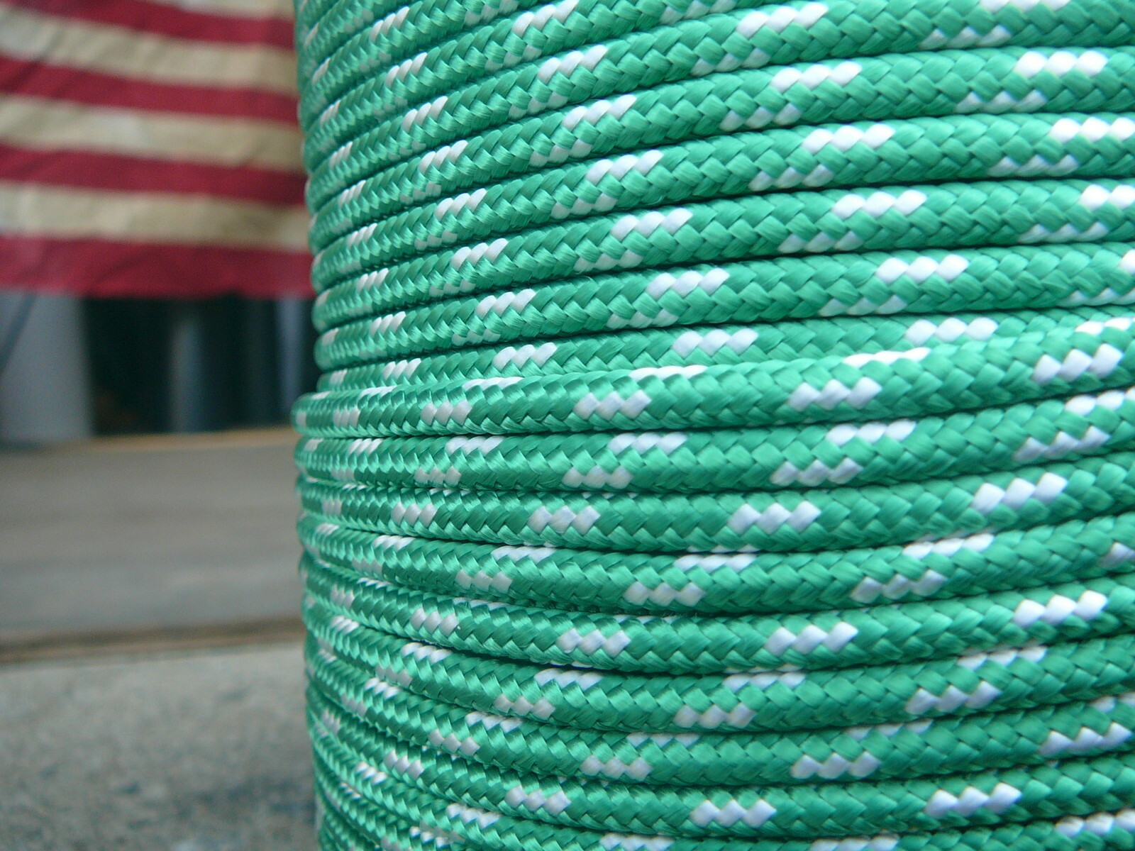 Sailboat Rigging Rope 3/16″ x 100′ Green/White Double Braided Sheet Halyard Line