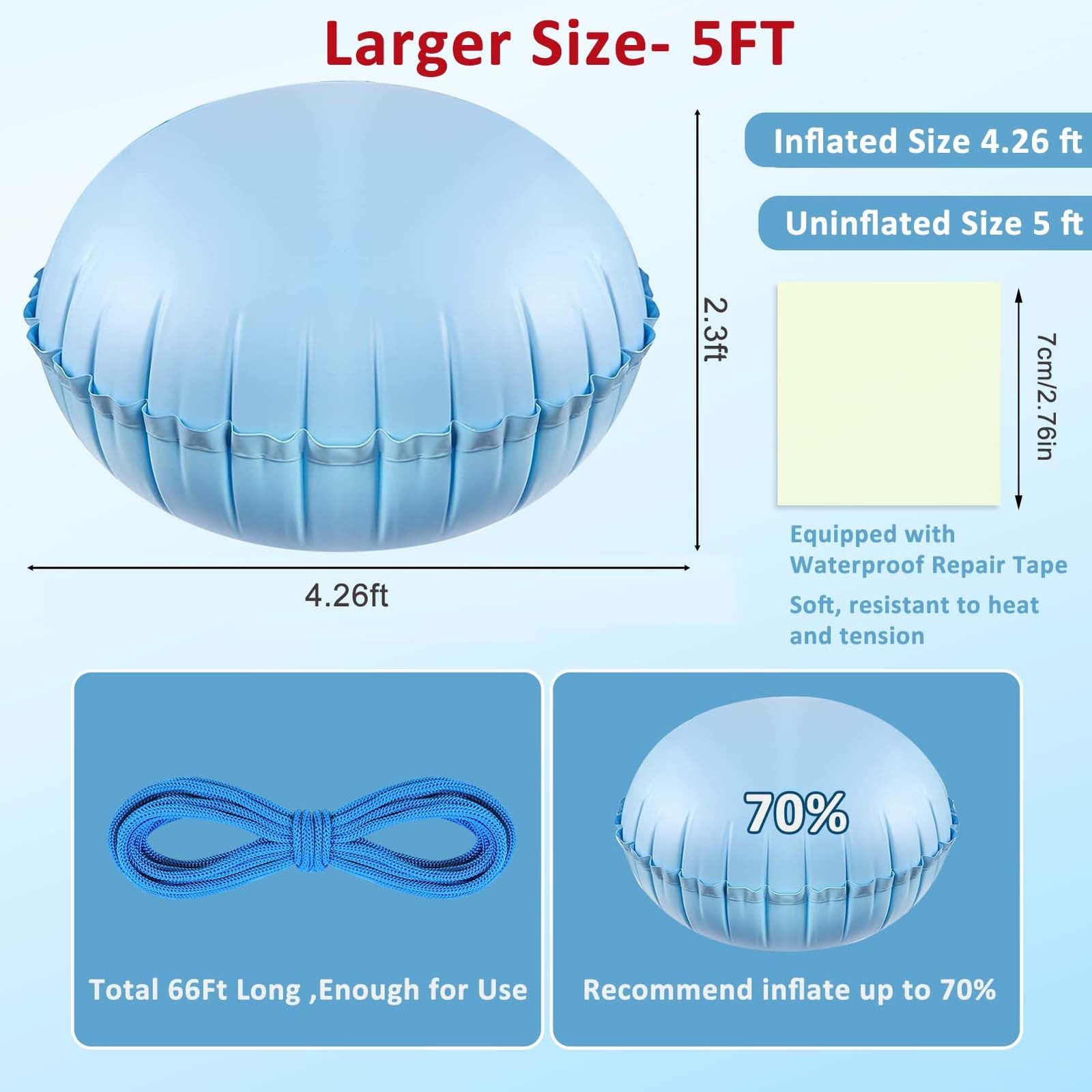 5ft Pool Pillows for Above Ground Pools, Heavy Duty Swimming Pool Air Pillow …