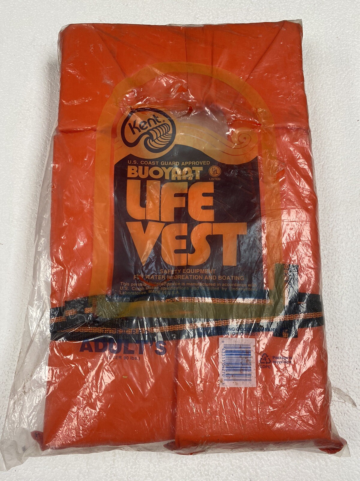 NIP Kent Bouyant Life Vest – Type II PFD Adult Over 90 lbs.