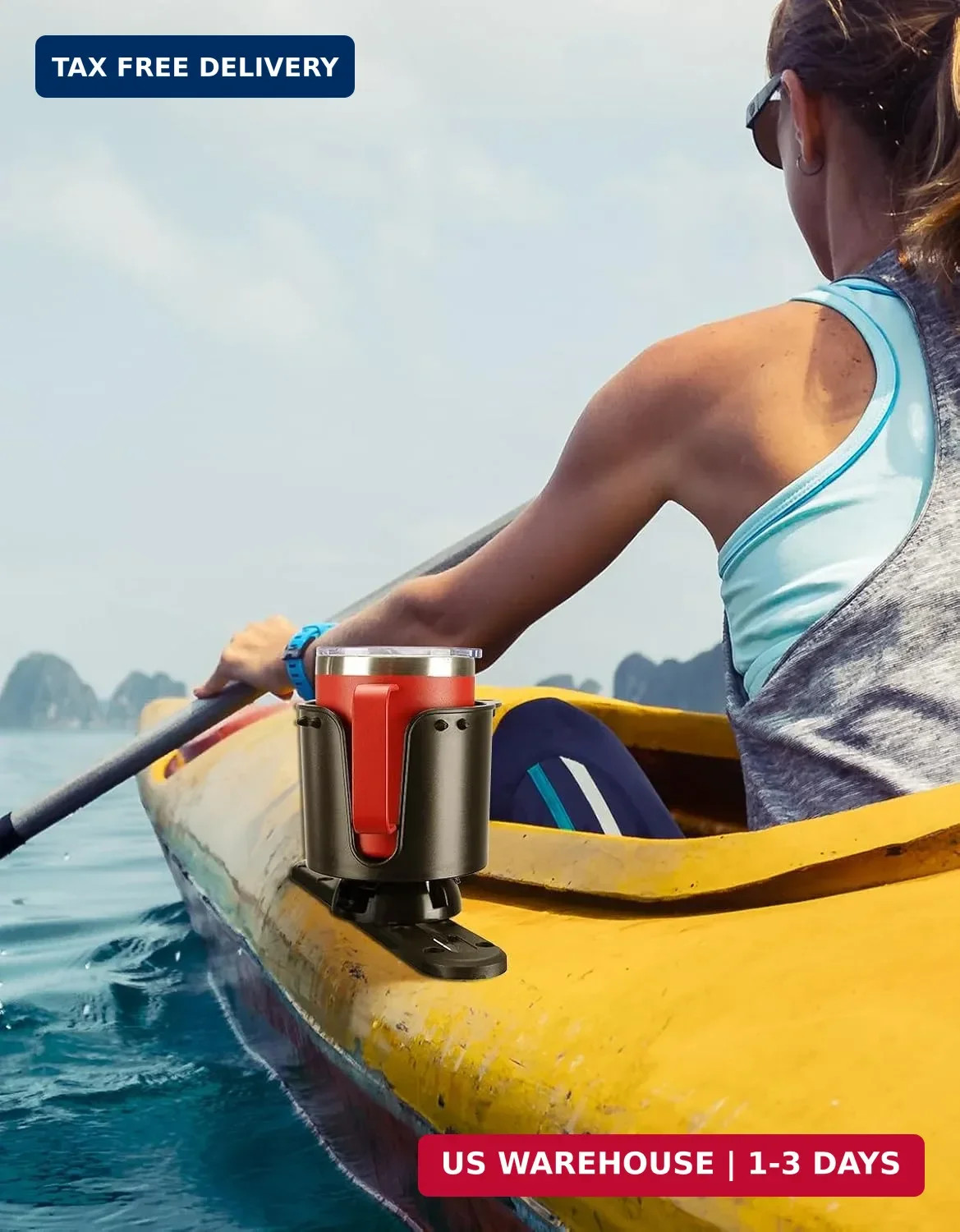 KEMIMOTO Kayak Cup Holder With Track Mount Install, Drink Holder With Anti-Slip