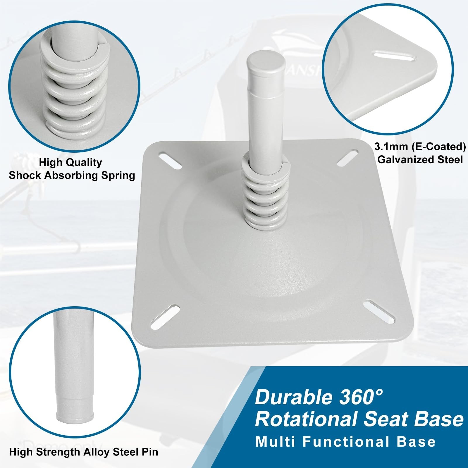 Boat Seat Base Pedestal Boat Seat Pin Mount Plated for 3/4″ Marine Pedesta