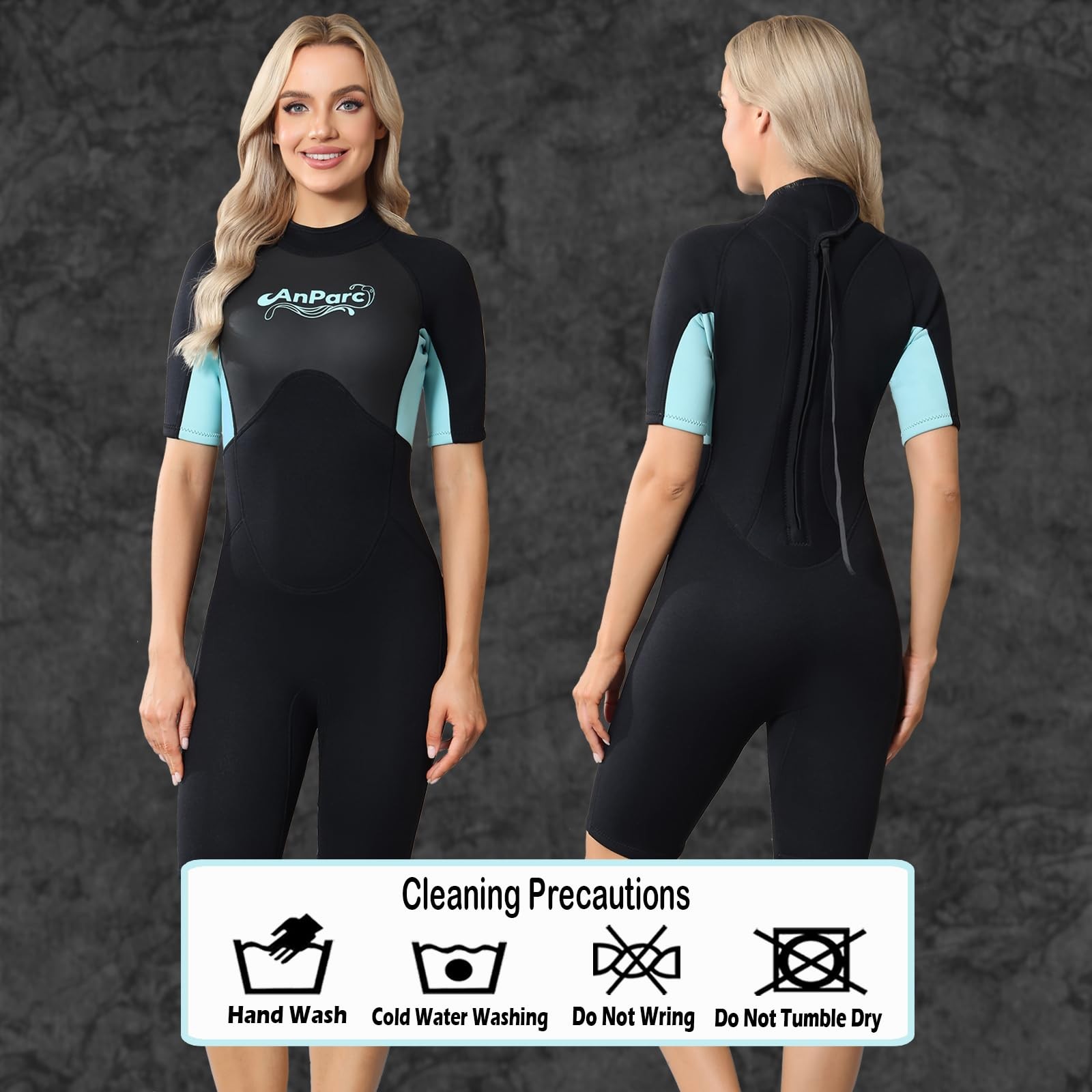 Anparc Womens 3Mm Shorty Wetsuit Back Zip Upf 50 Water Repellent For Diving