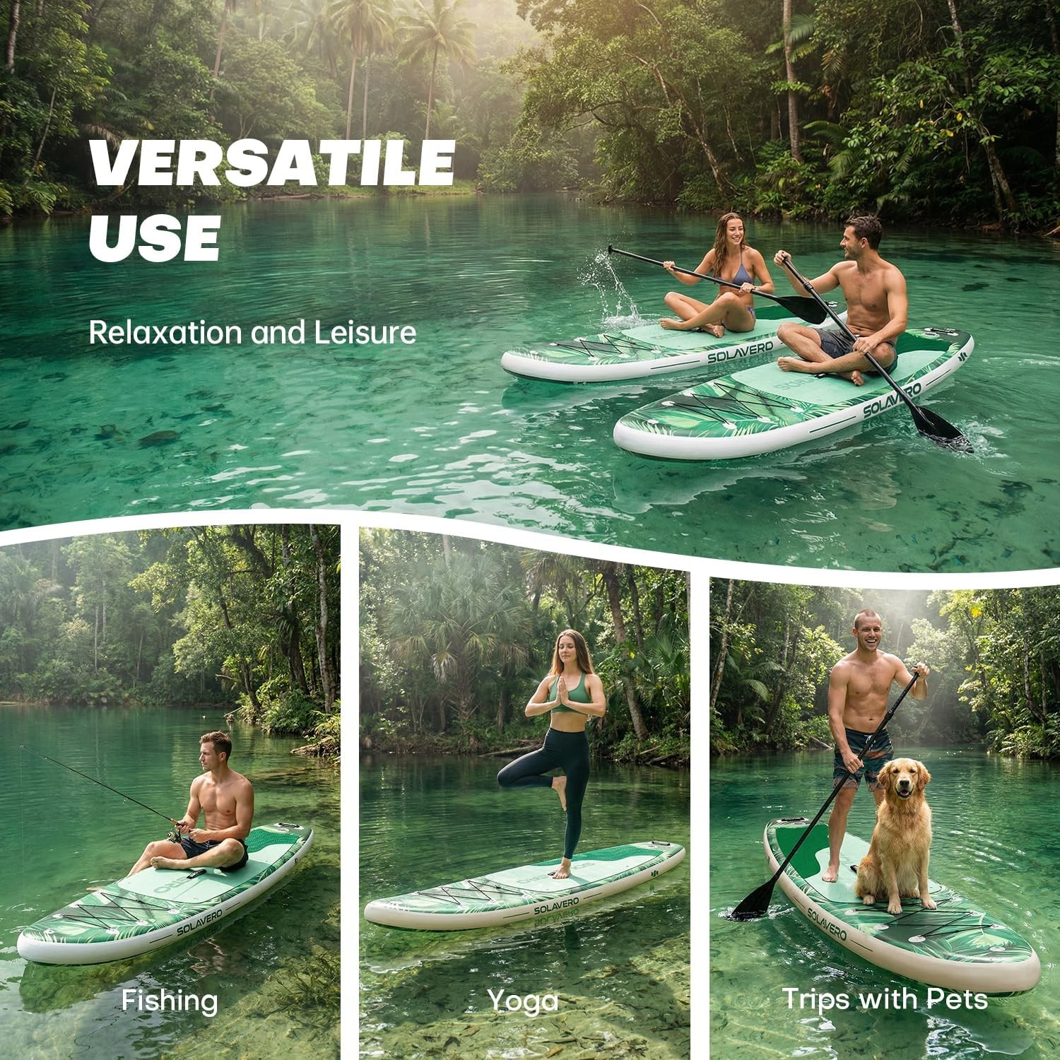11′ Inflatable SUP Paddle Board, Stand Up Paddle Board Accessories for Adults