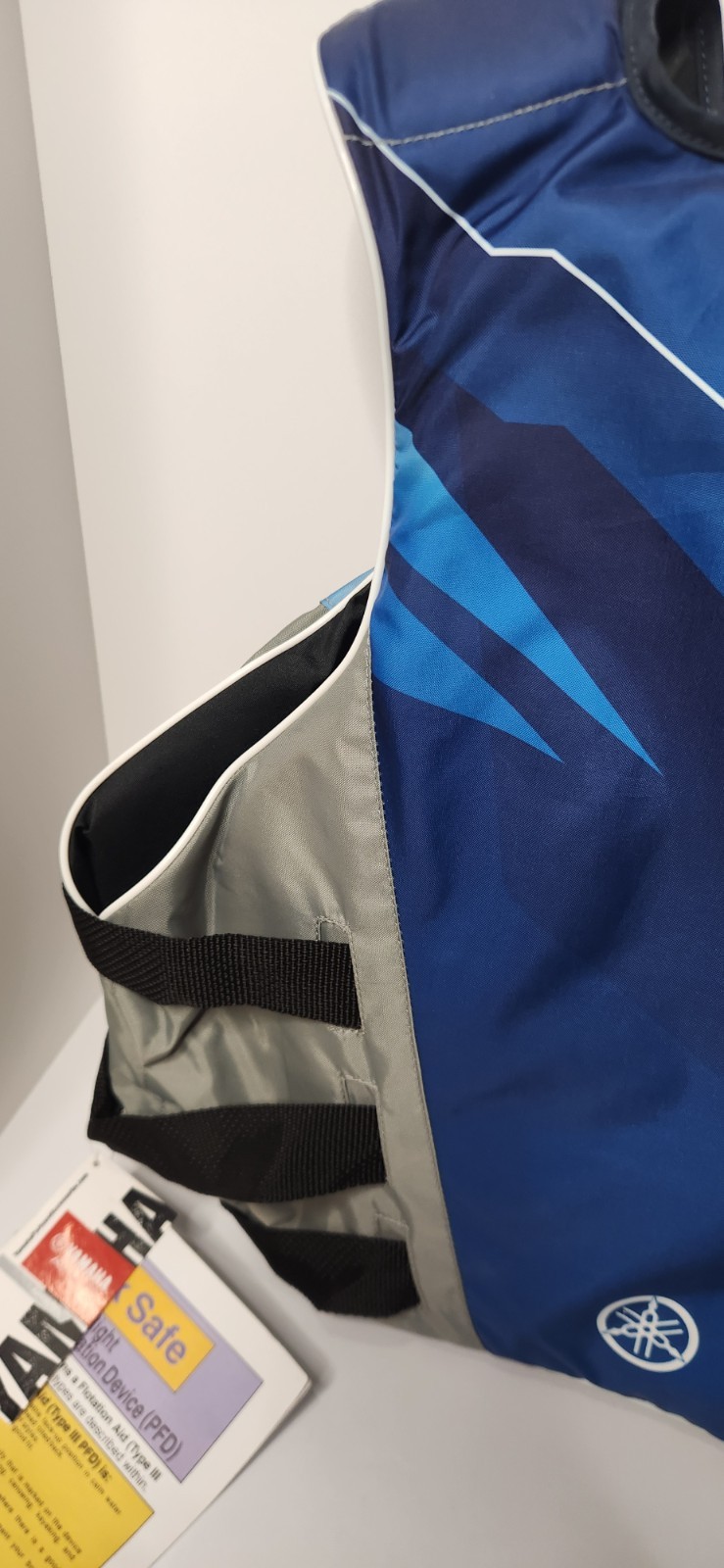 YAMAHA Side Entry Nylon PFD Blue Gray L/XL Life Vest Jacket JetSki MAR-18VSE
