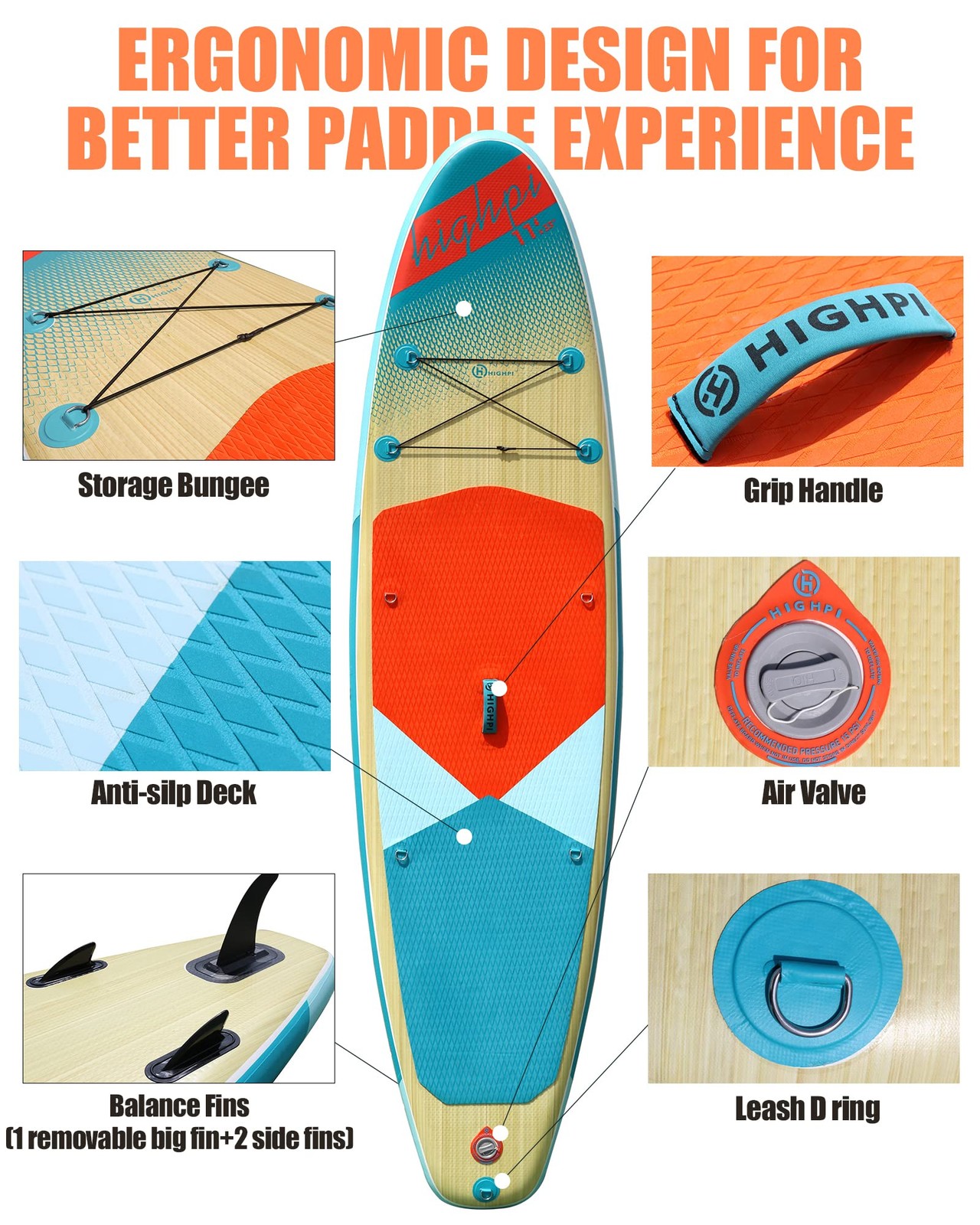 11ft Inflatable Stand Up Paddle Board for Youth and Adults – Wide Sup with Pr…