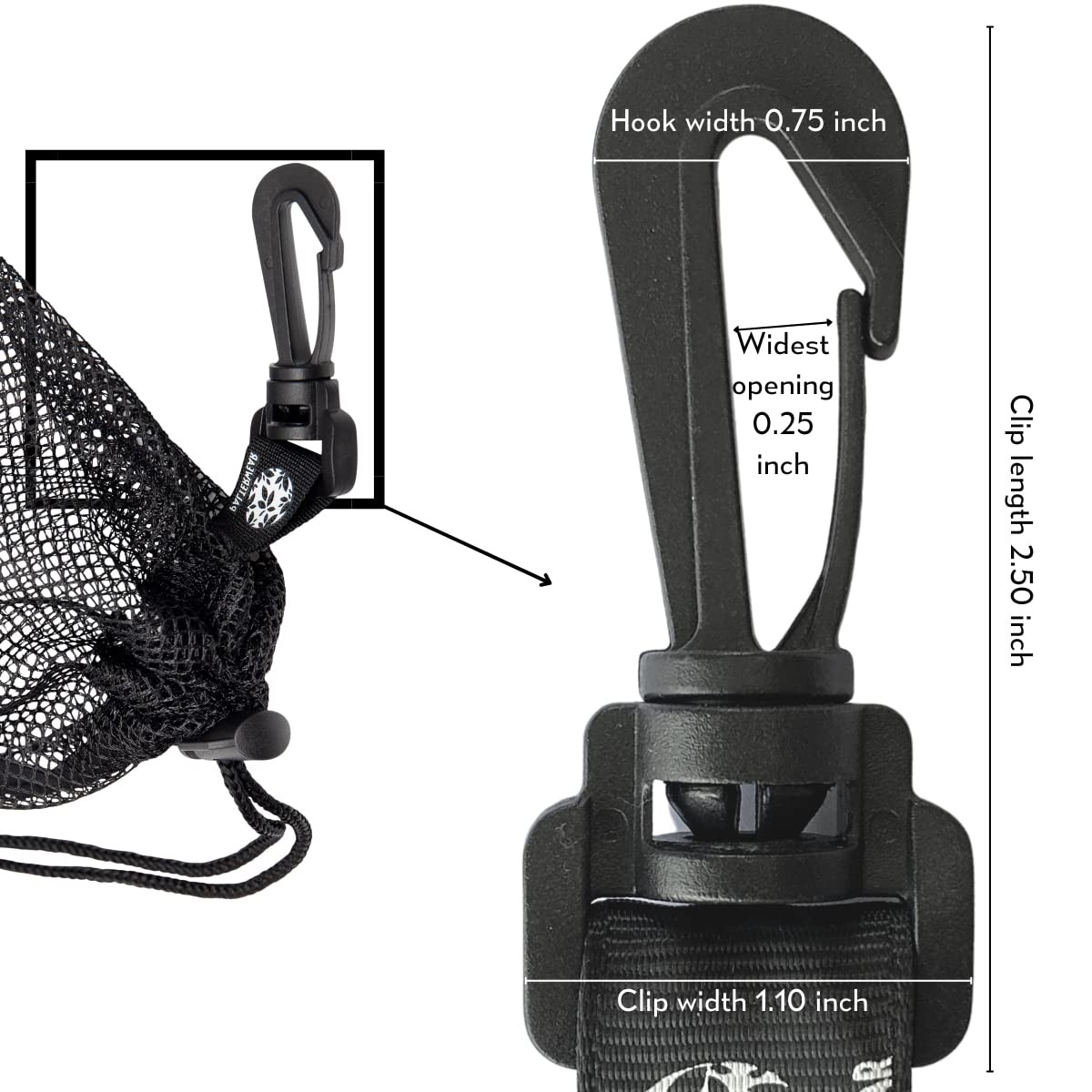 PALTERWEAR Small Mesh Drawstring Bag With Clip and Toggle 6 x 8 inch, Black