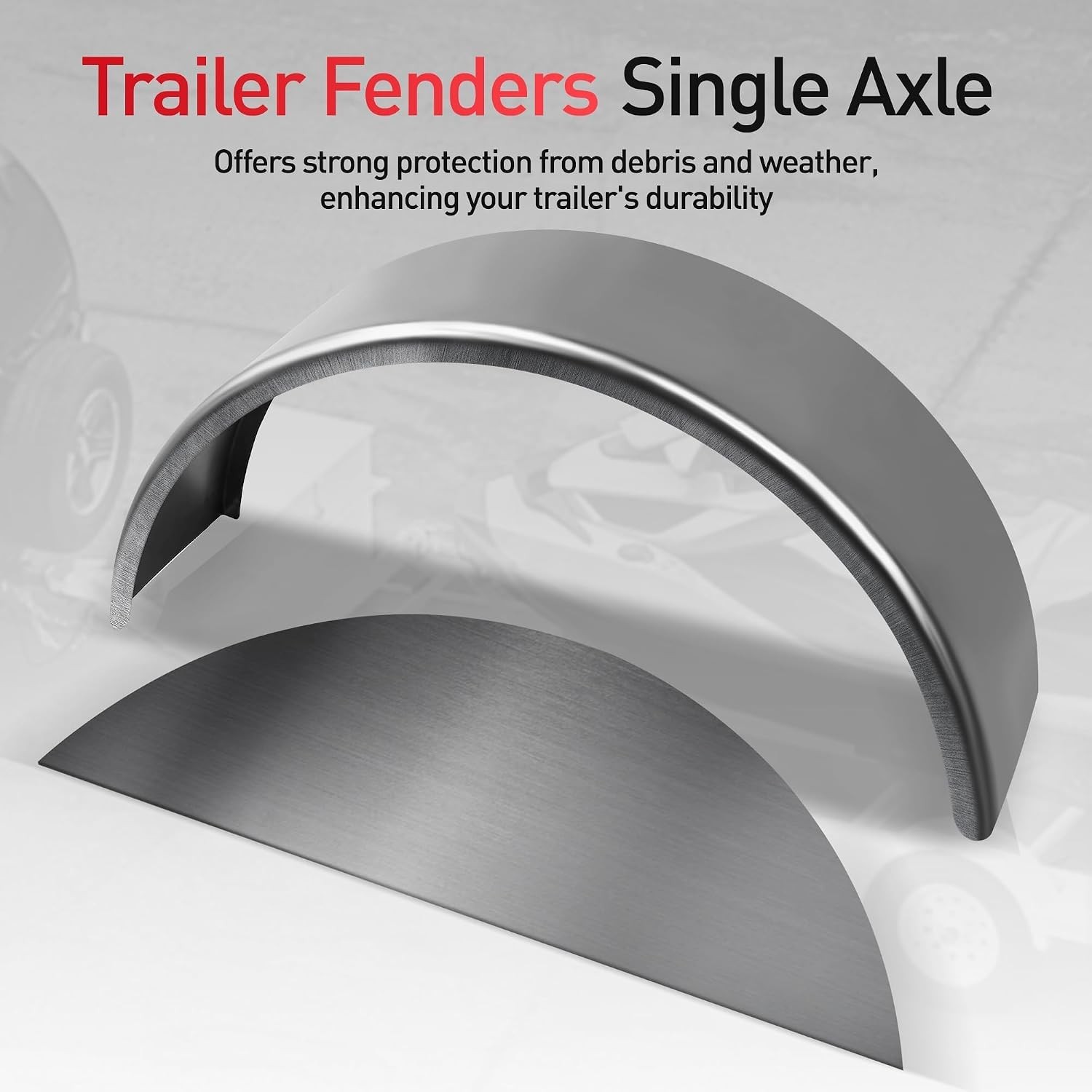 Trailer Fenders Stainless Steel For 14″ 15″ 16″ Wheels Single Axle 2PK