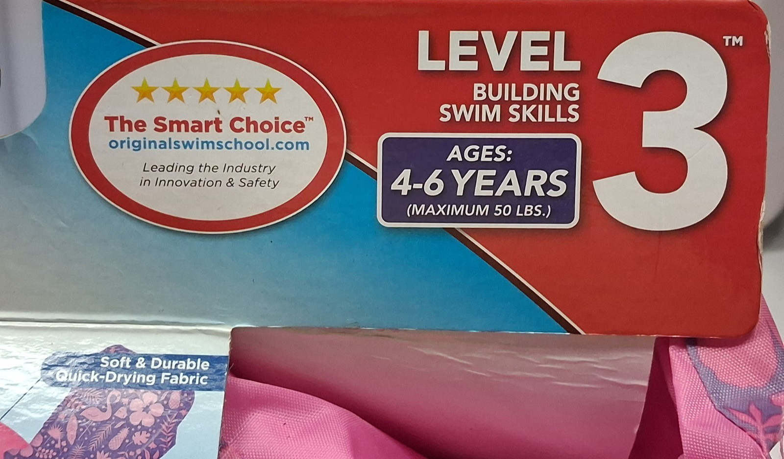 SwimSchool Ultra-Fit Tot Swimmer Float Level 3 Age 4-6 Years Pink 50LBS Max New