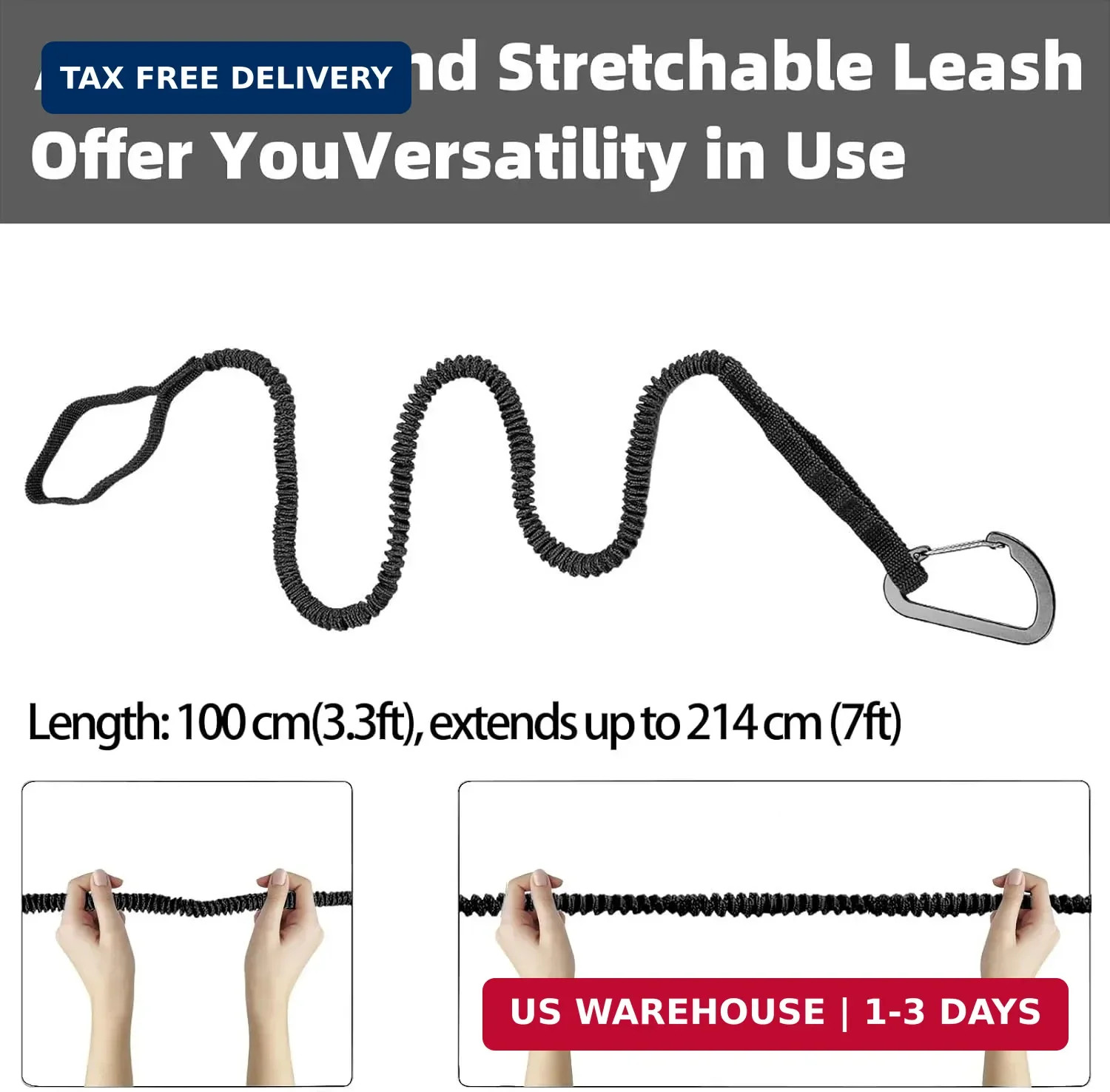 Kayak Paddle Leash Kayak Rod Leash, 3-7 ft Stretchable Strap Lanyard Rope for SU