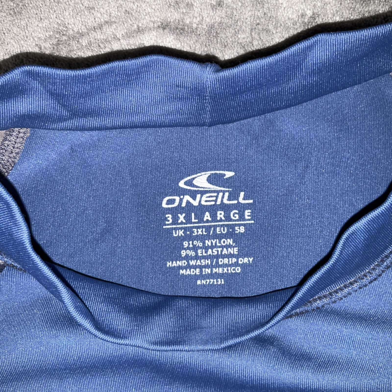 O’Neill Rash Guard Shirt Mens 3XL Blue Gray Performance Fit Short Sleeve Swim