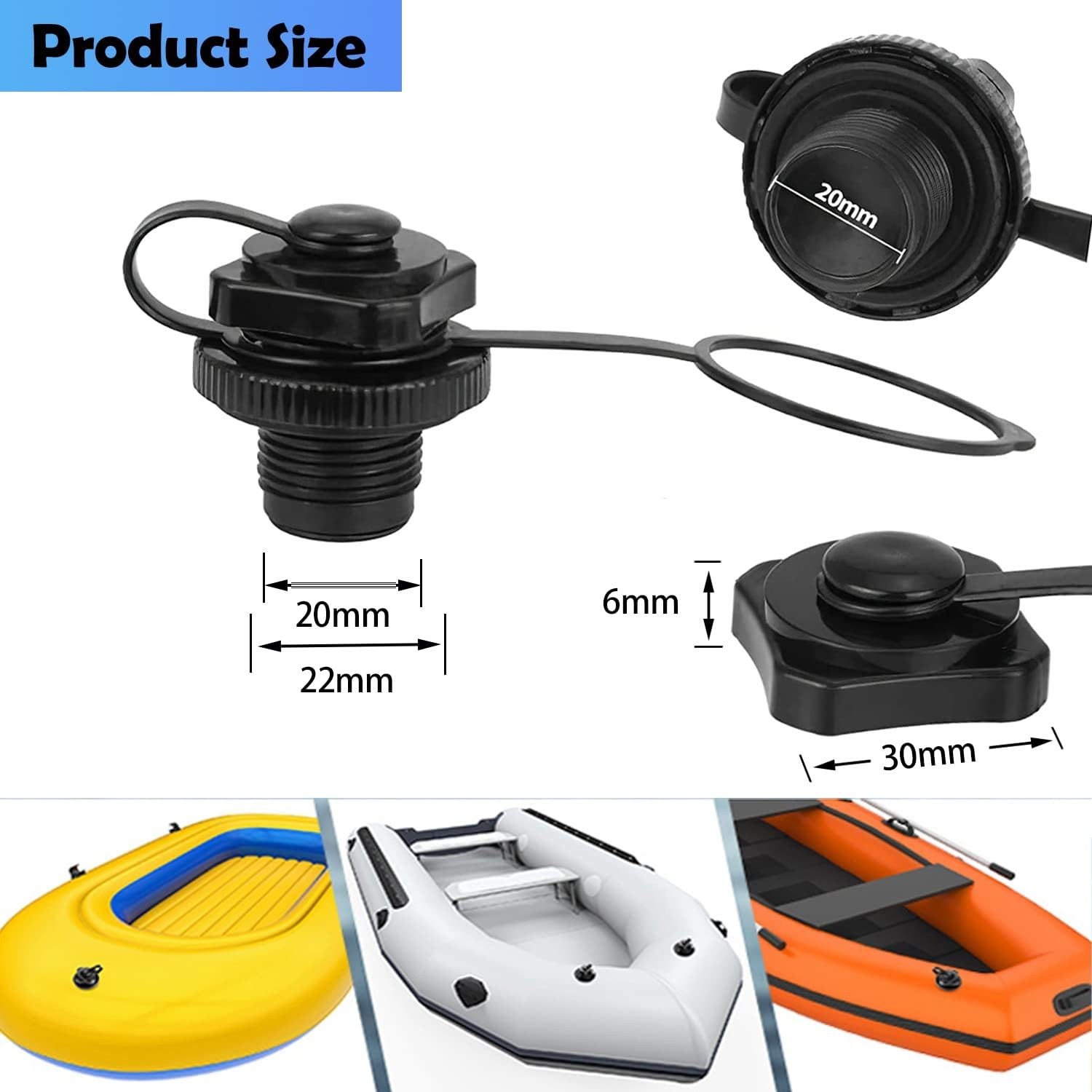 Inflatable Boat Air Valve,2PCS Inflatable Boat Spiral Air Plugs One-Way Infla…