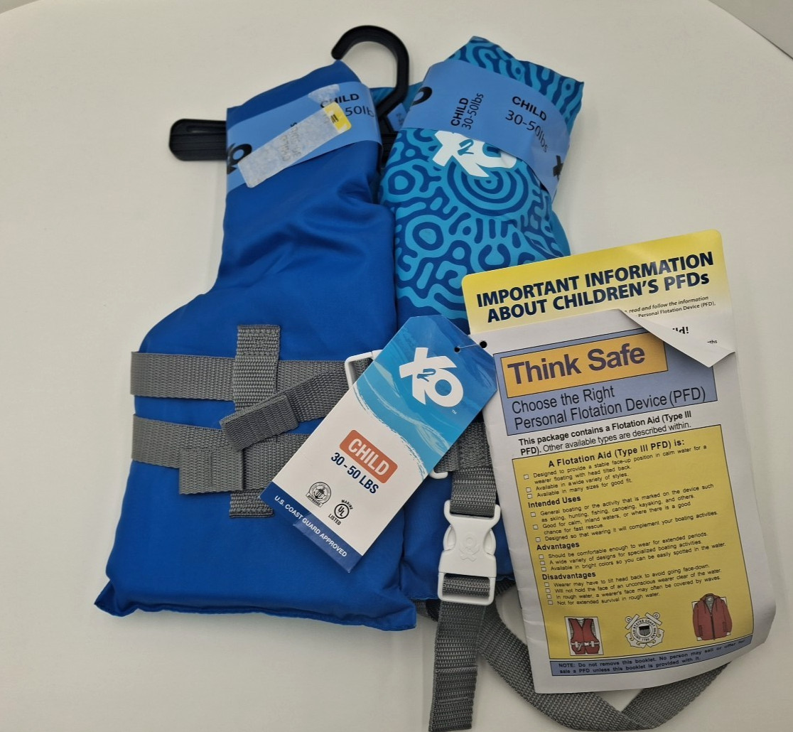 X2O Universal Child Unisex Open-Sided Life Vest/Jacket 30lbs – 50lbs, NWT