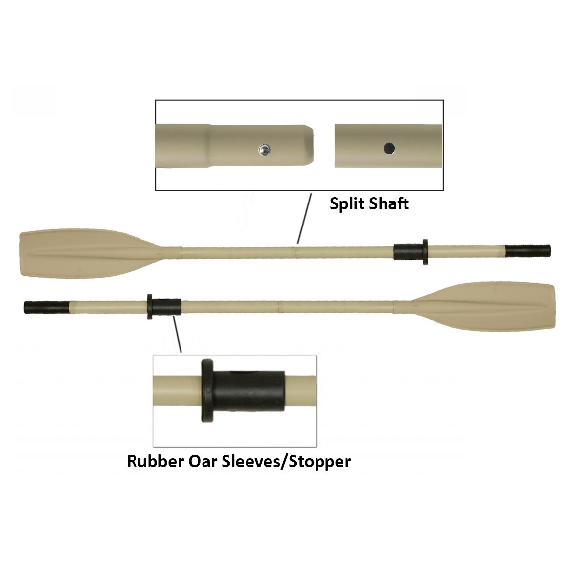 Heavy Duty Aluminum Oars Detachable with Rubber Oar Sleeve/Stopper -Length 7′