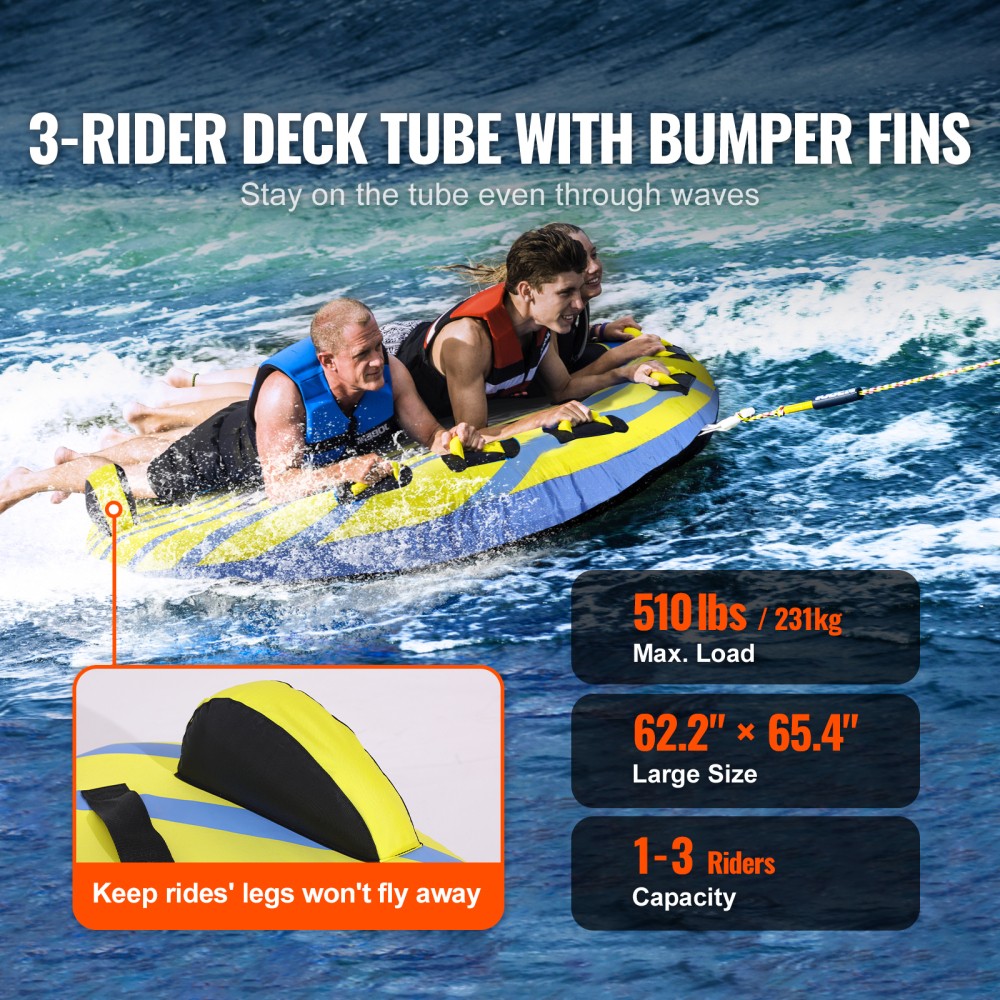 Inflatable 1-3 Person Towable Tubes for Boating Water Tubes for Boats to Pull