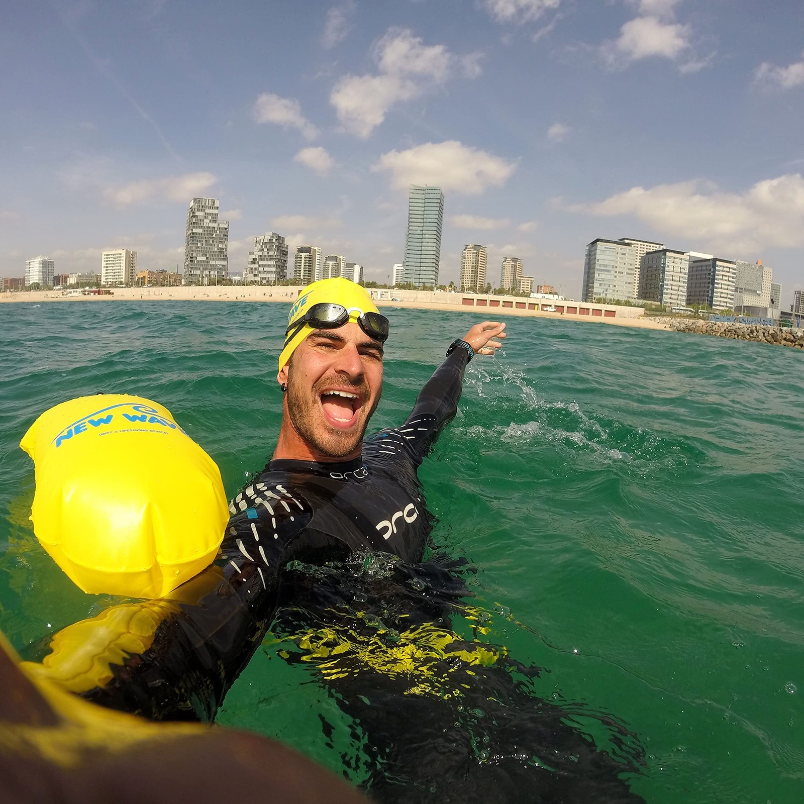 New Wave Swim Buoy – Swim Safety Float and Drybag for Open Water Swimmers, Tr…