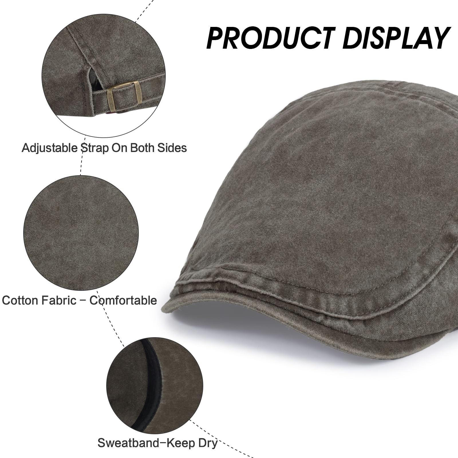 3Pcs Men’s Newsboy Caps Washing Cotton Cooling Lightweight Scally Cap for Men…