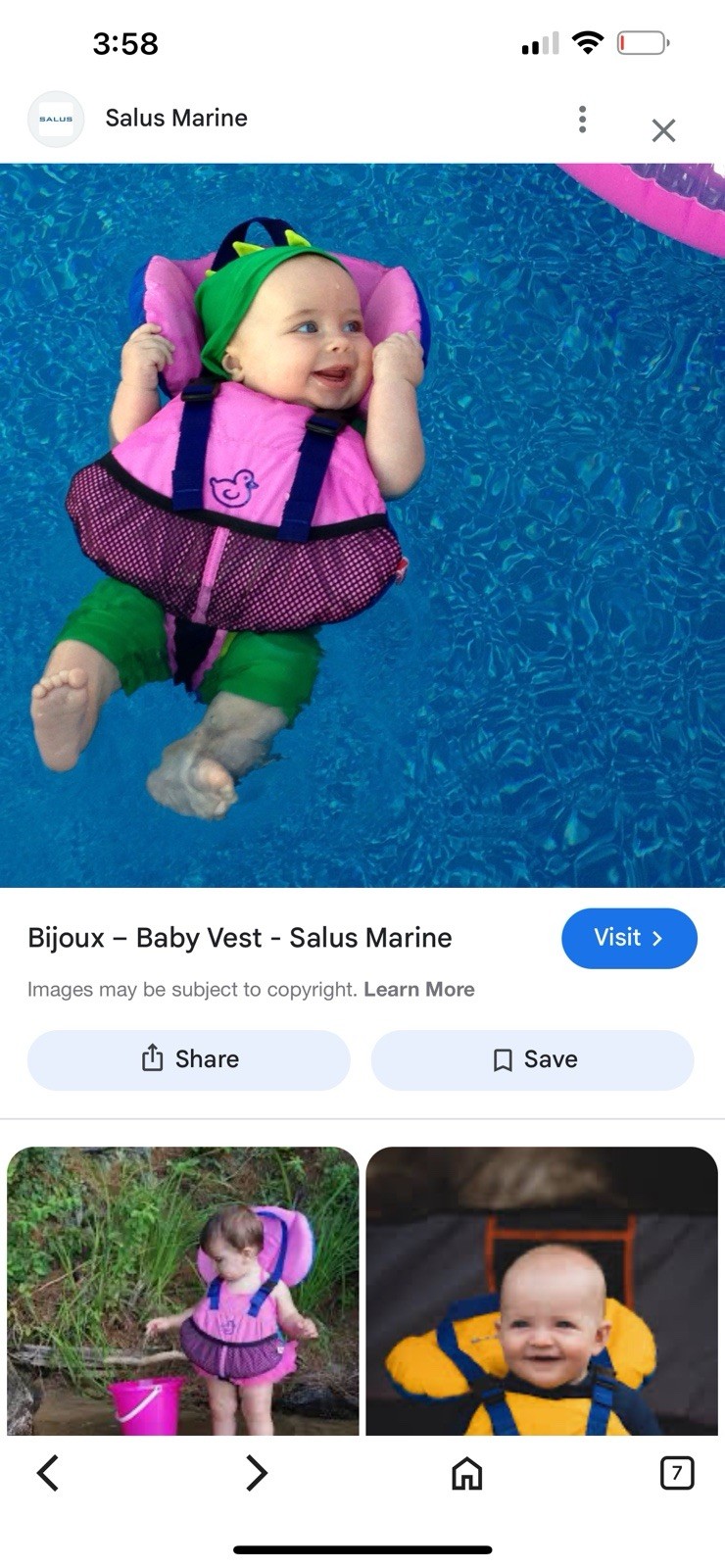 Salus Bijoux Baby Vest Flotation Jacket For Infants 9-25 Pounds -Pink Blue – NEW