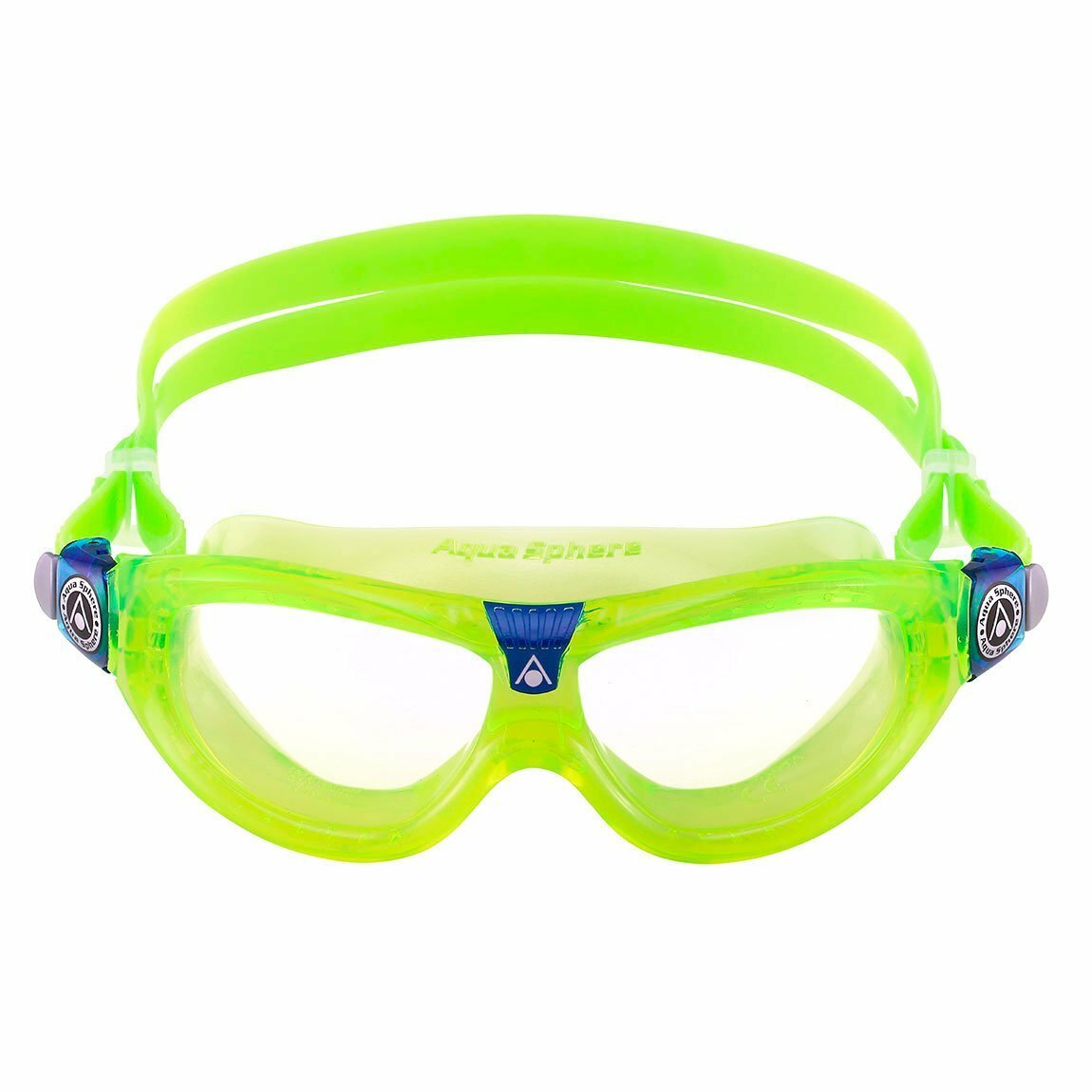 GREEN Aqua Sphere SEAL KID 2 Clear Lens Swim Class Goggles LIME Kid Mask 175310