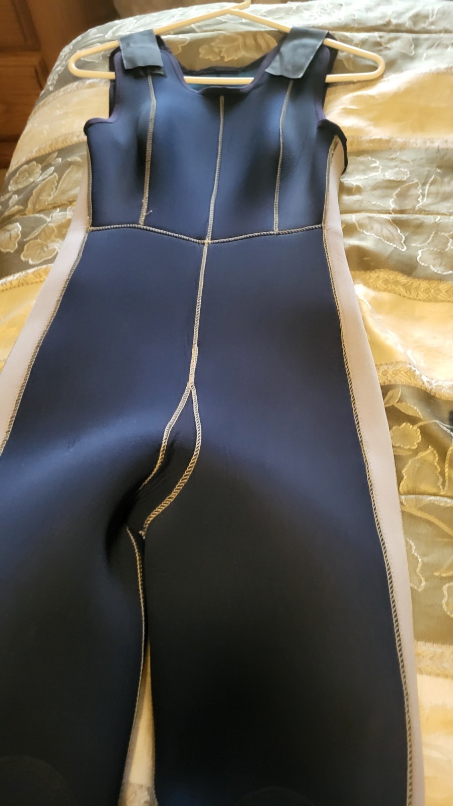 US Divers JM Cousteau 6 mil 2-piece wetsuit M blue gray crotch strap 3500 12 zip