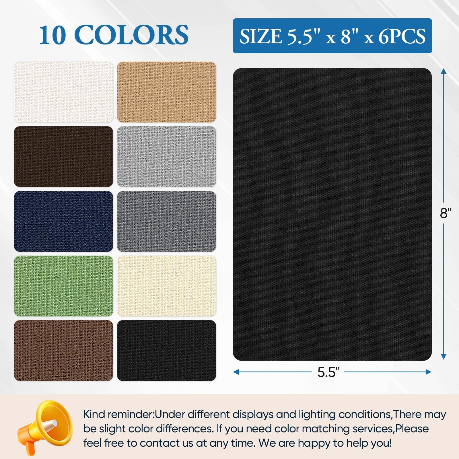 Canvas Repair Patch 5.5 x 8 Inches 6Pcs Self-Adhesive 5.5″×8″, Black