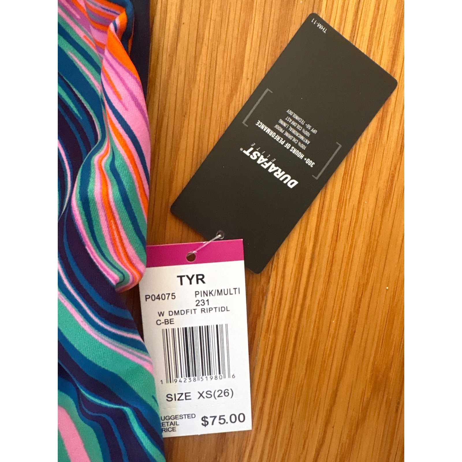 TYR Durafast Elite Diamondfit Swimsuit Womens XS 26 Pink Multi Riptide NWT