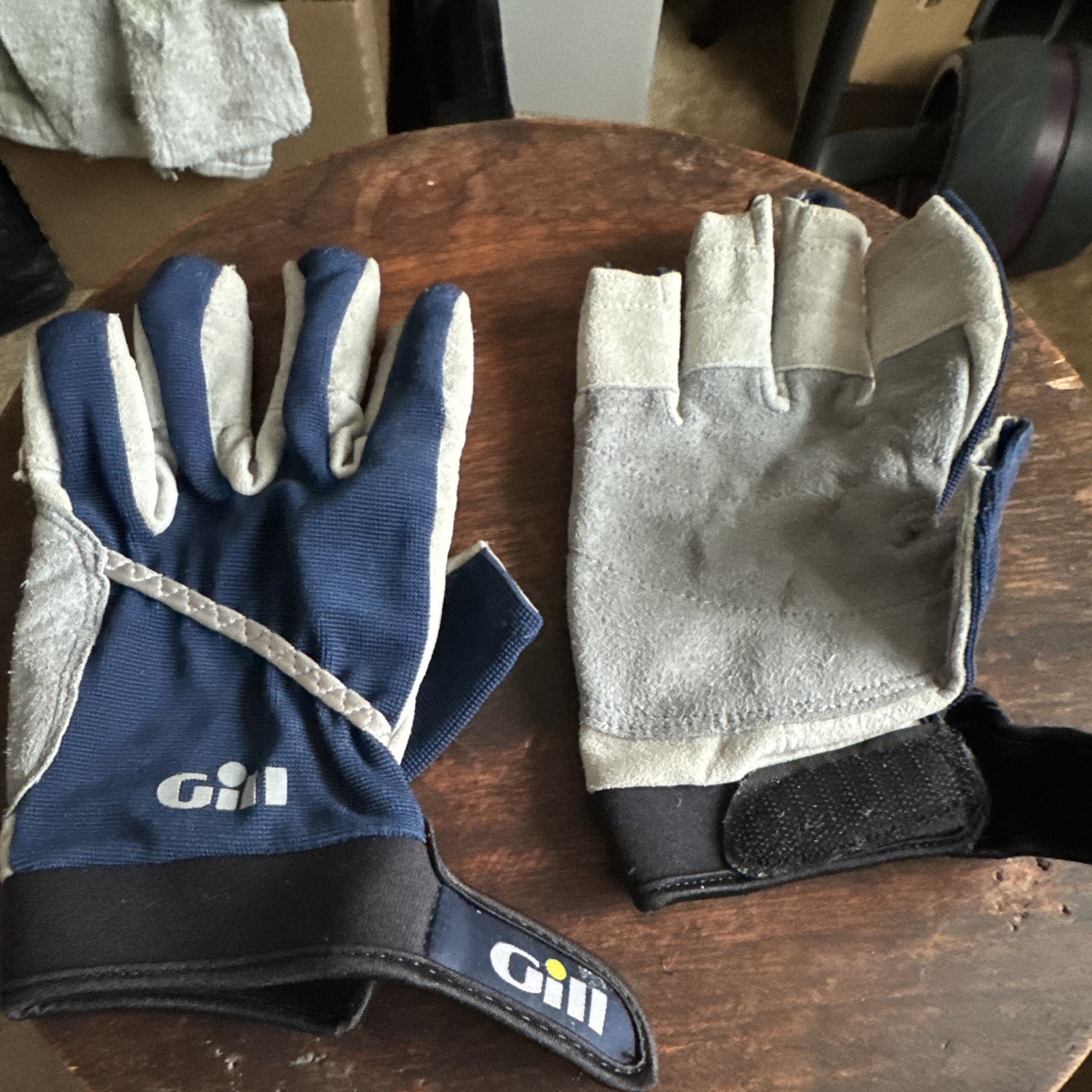 Gill Blue/Gray Fingerless Sailing Gloves Pair w/ Reinforced Palm