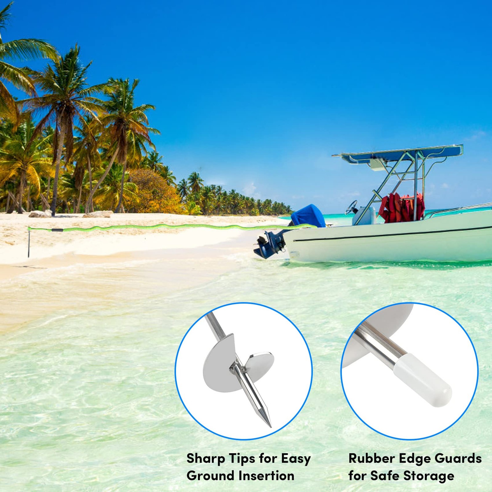 24″ Sand Anchor,316 Stainless Steel Shallow Water Sand Anchor with Ground Anc…