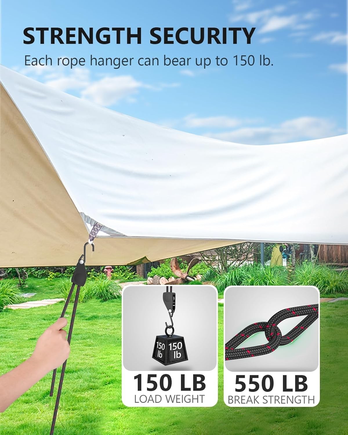 Secure 1/4 Inch Ratchet Tie Down Straps – Up to 150 lbs Load Capacity, 8 Pack