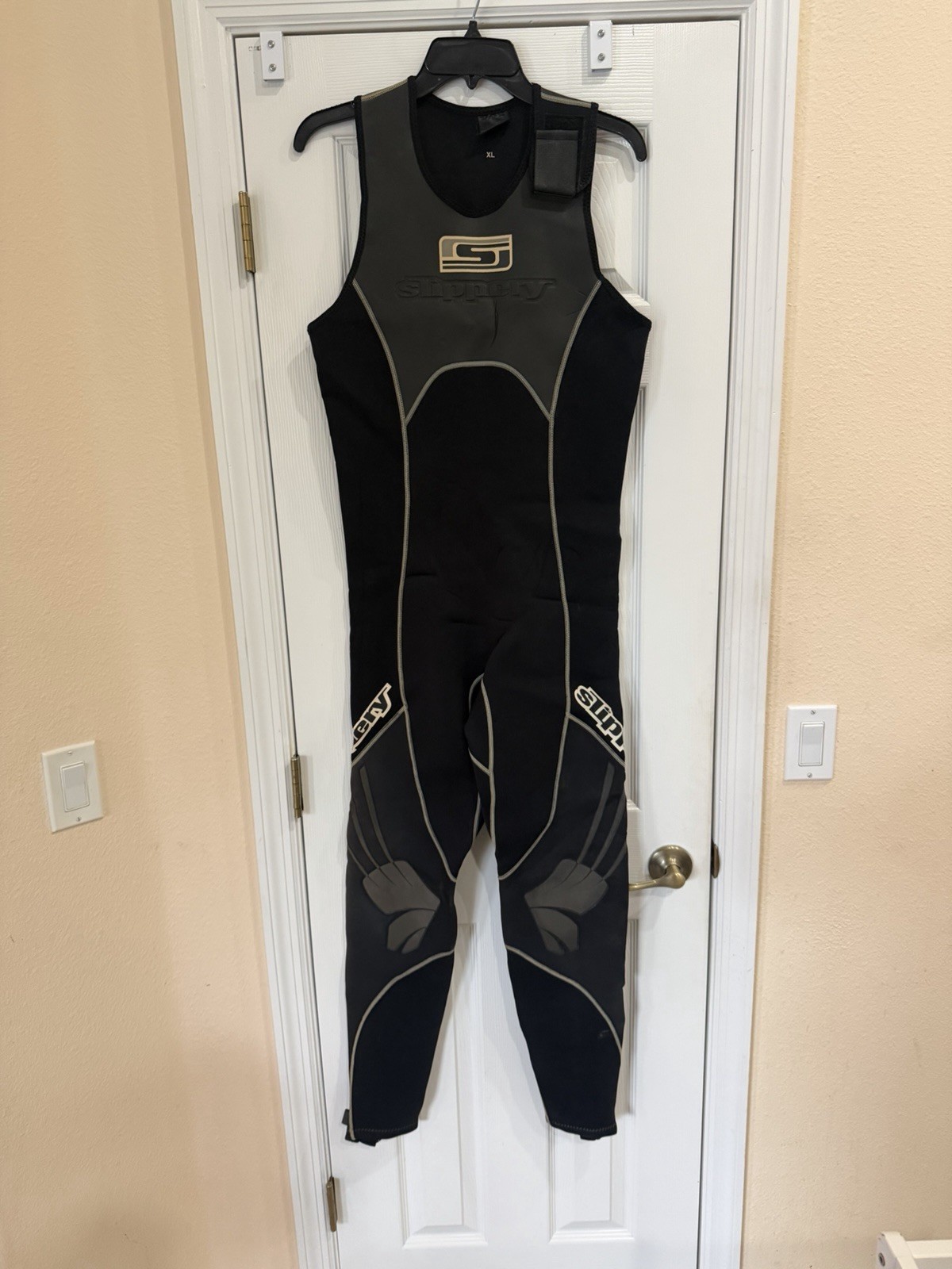 Slippery Wetsuit John Mens Large Black Gray Neoprene Sleeveless Surf Ski PWC