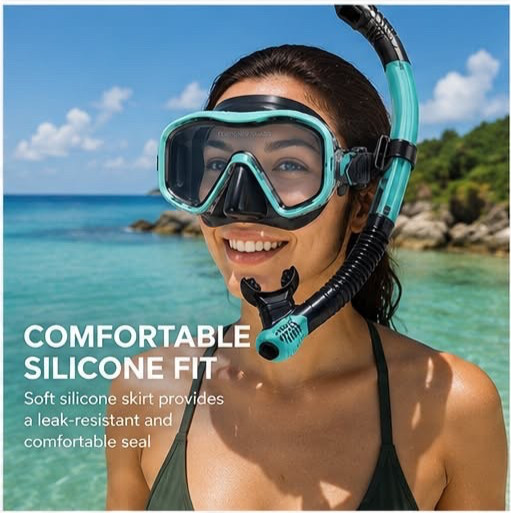 Adult Snorkeling Mask Set Anti Fog Tempered Glass Scuba Diving Goggles