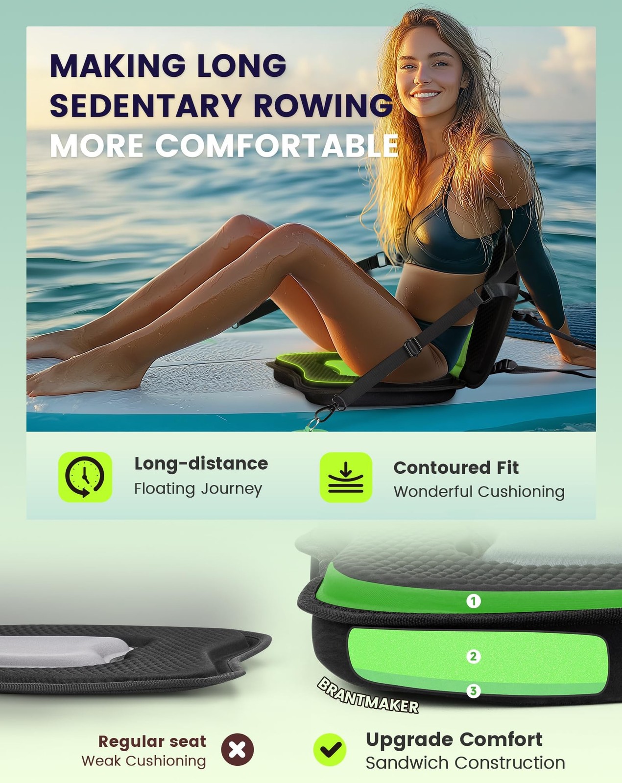 Kayak Seats with Back Support, Paddle Board Seat, Universal Thicken Cushion f…