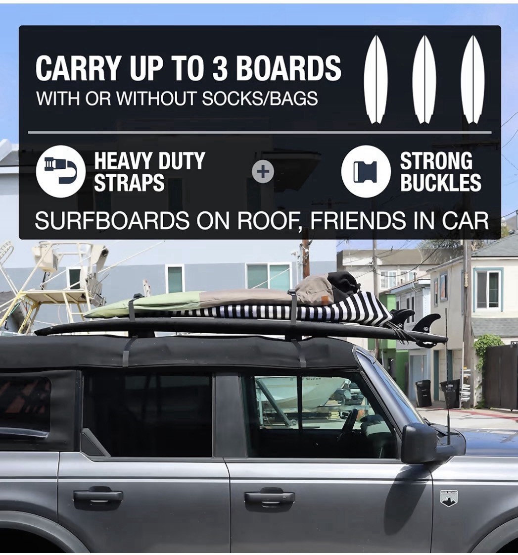 Ho Stevie Surfboard Car Roof Rack Padded System Holds 3 Boards Universal Soft
