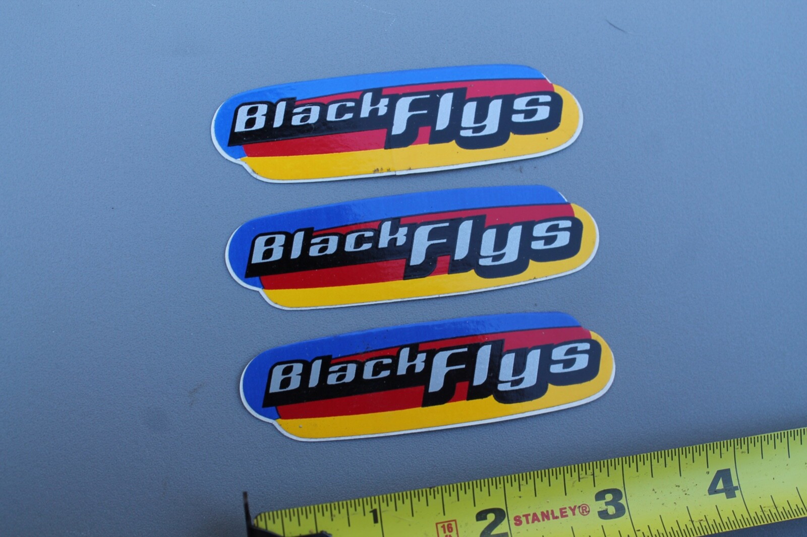 BLACK FLYS Sunglasses Red Yellow Blue Grey BF2 Vintage Surfing STICKER -Lot of 3