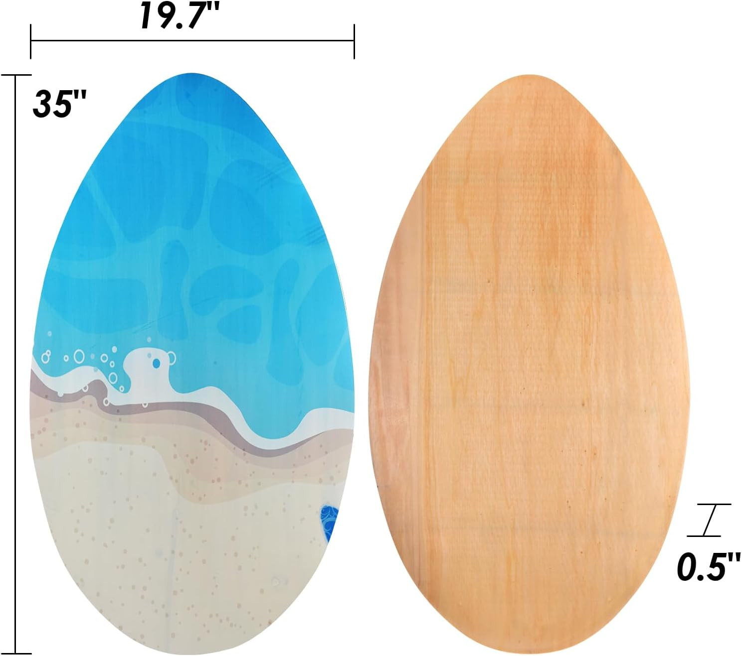 35 Inch Skimboard with High Gloss Coat Wood Skim Board for Beginners,Kids, Teena